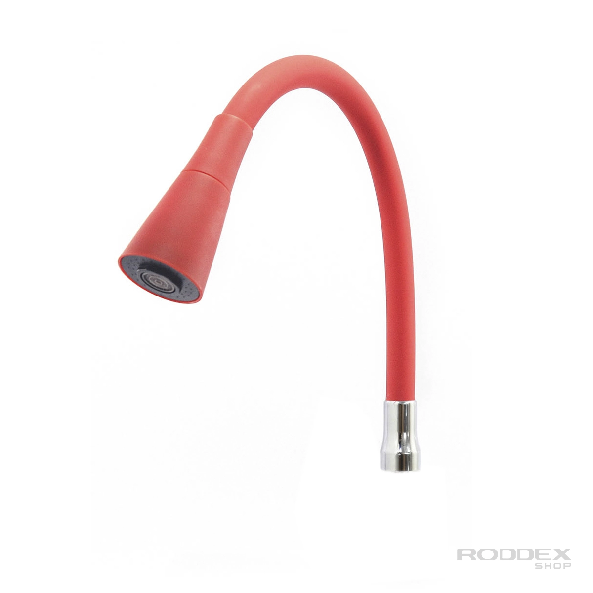 Tubo Flexível Para Torneira Gourmet Inox Revestido Em Silicone Vermelho Com Arejador Cone Duplo Jato