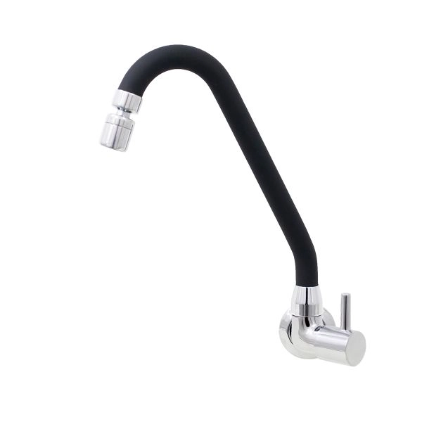 Torneira De Cozinha Gourmet Preta Parede Bica Móvel Com Arejador Articulado 1/4 De Volta