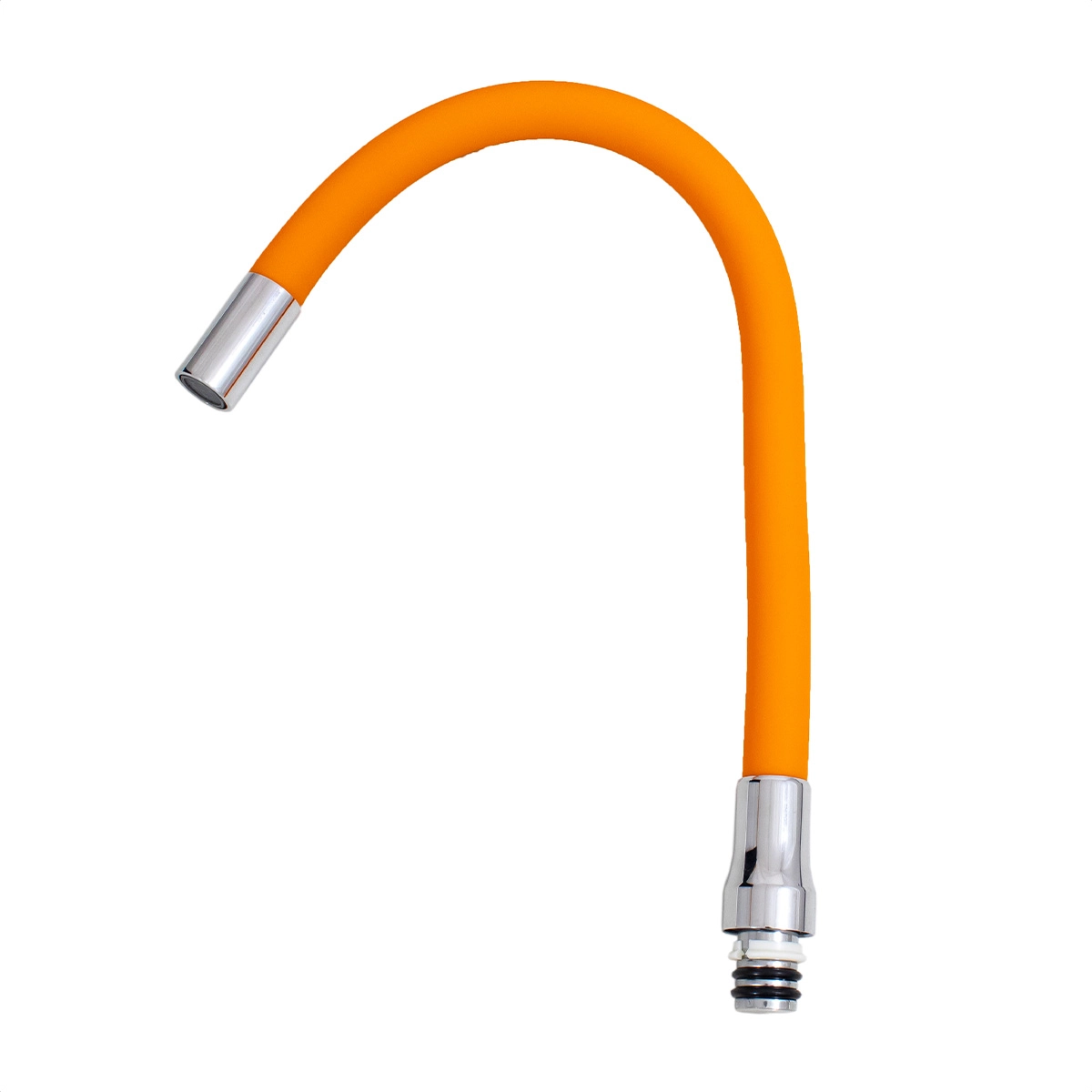 Tubo Para Torneira Flexível Inox Revestido Silicone Laranja Com Arejador Fixo Latão Gourmet