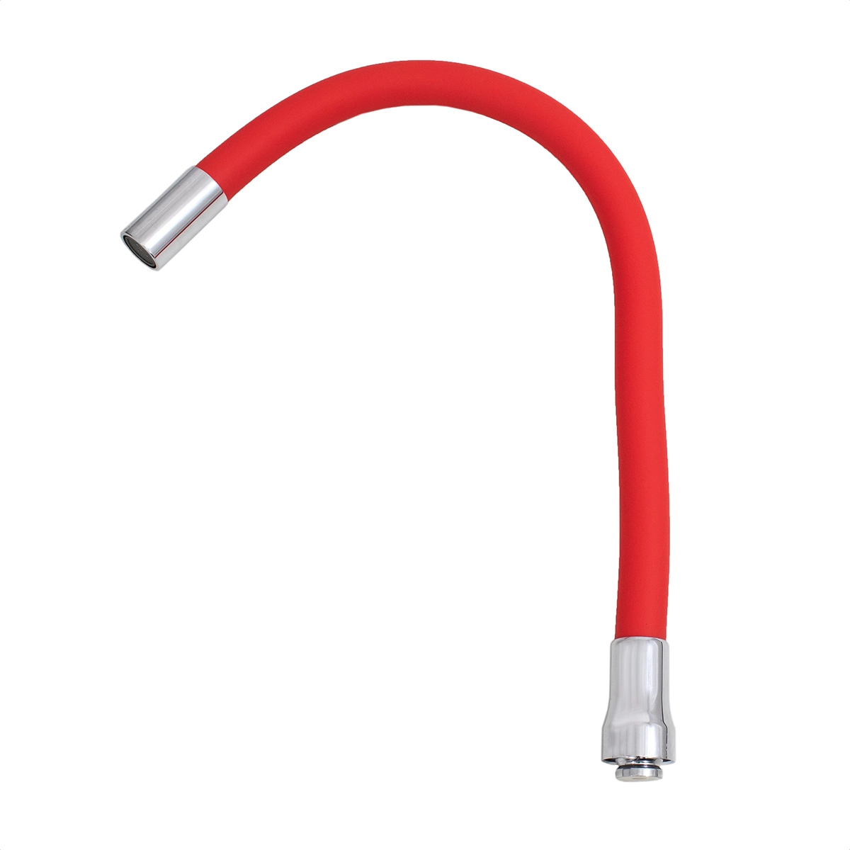 Tubo Para Torneira Flexível Inox Revestido Silicone Vermelho Com Arejador Fixo Latão Gourmet