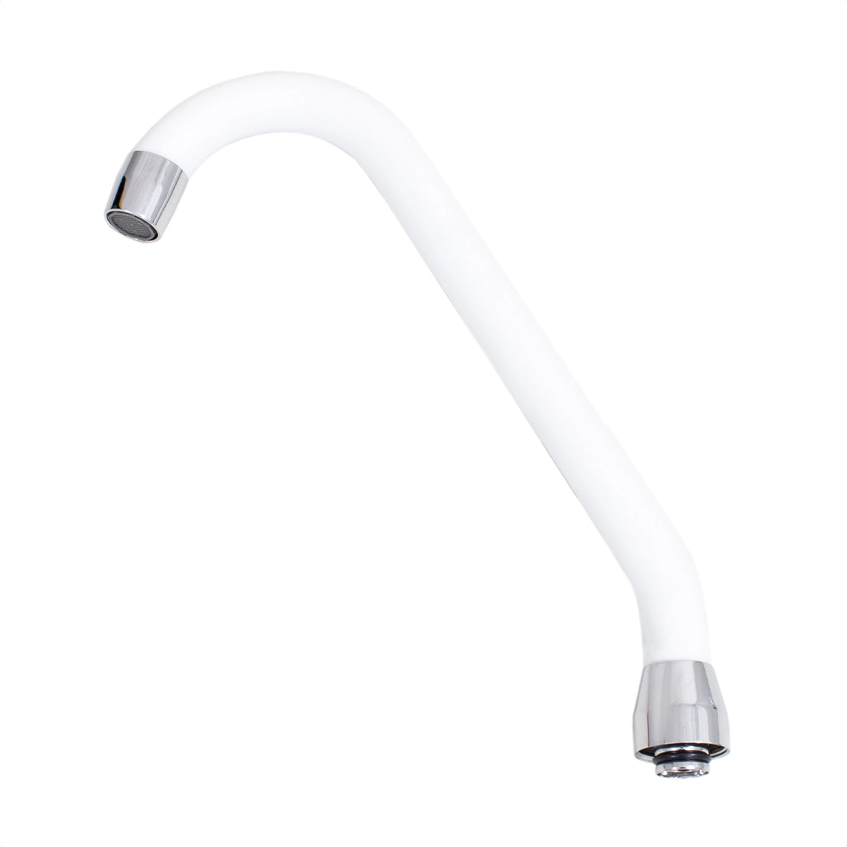 Tubo Inox Bica Móvel Para Torneira Revestido Silicone Branco Com Arejador Fixo Latão Cozinha J