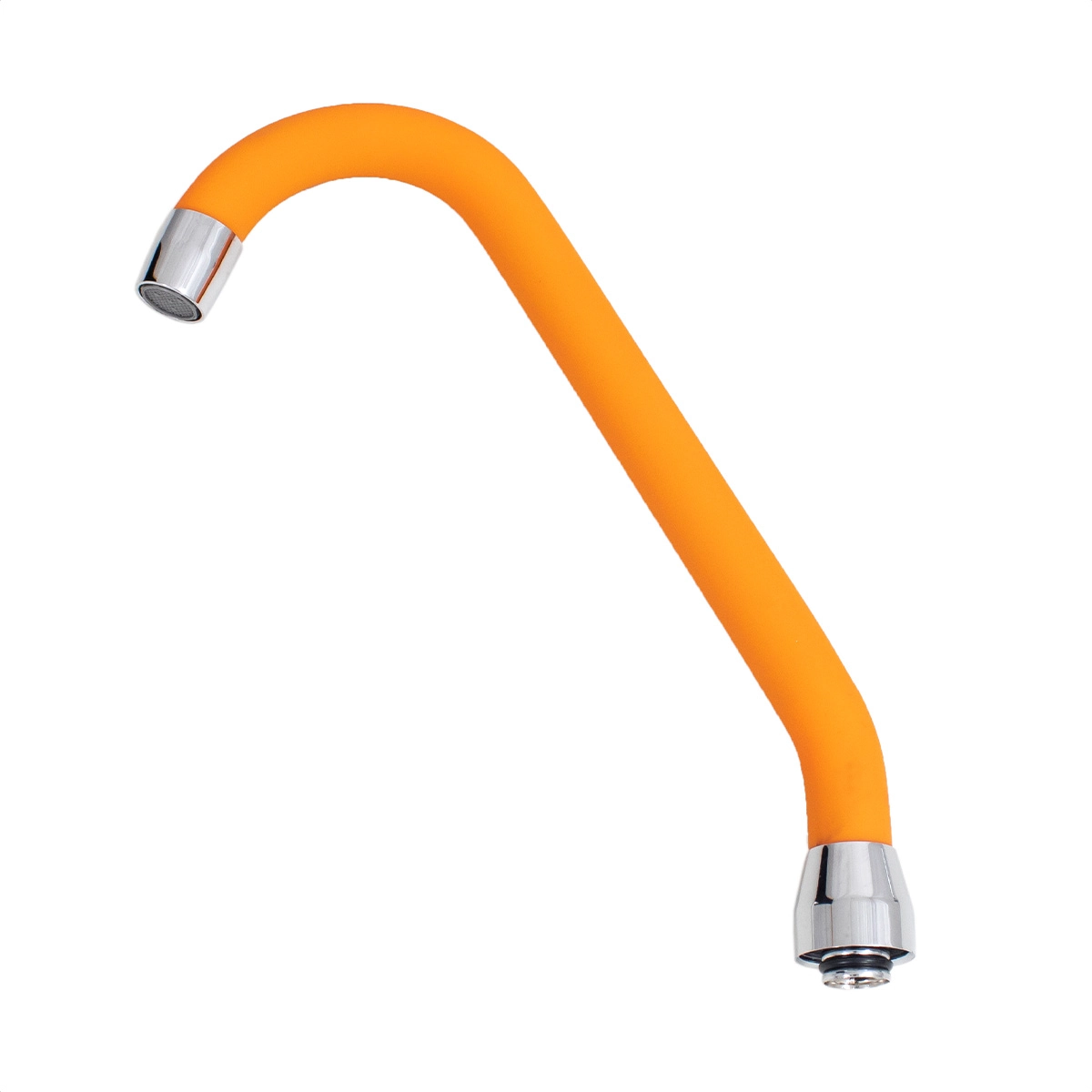 Tubo Inox Bica Móvel Para Torneira Revestido Silicone Laranja Com Arejador Fixo Latão Cozinha J