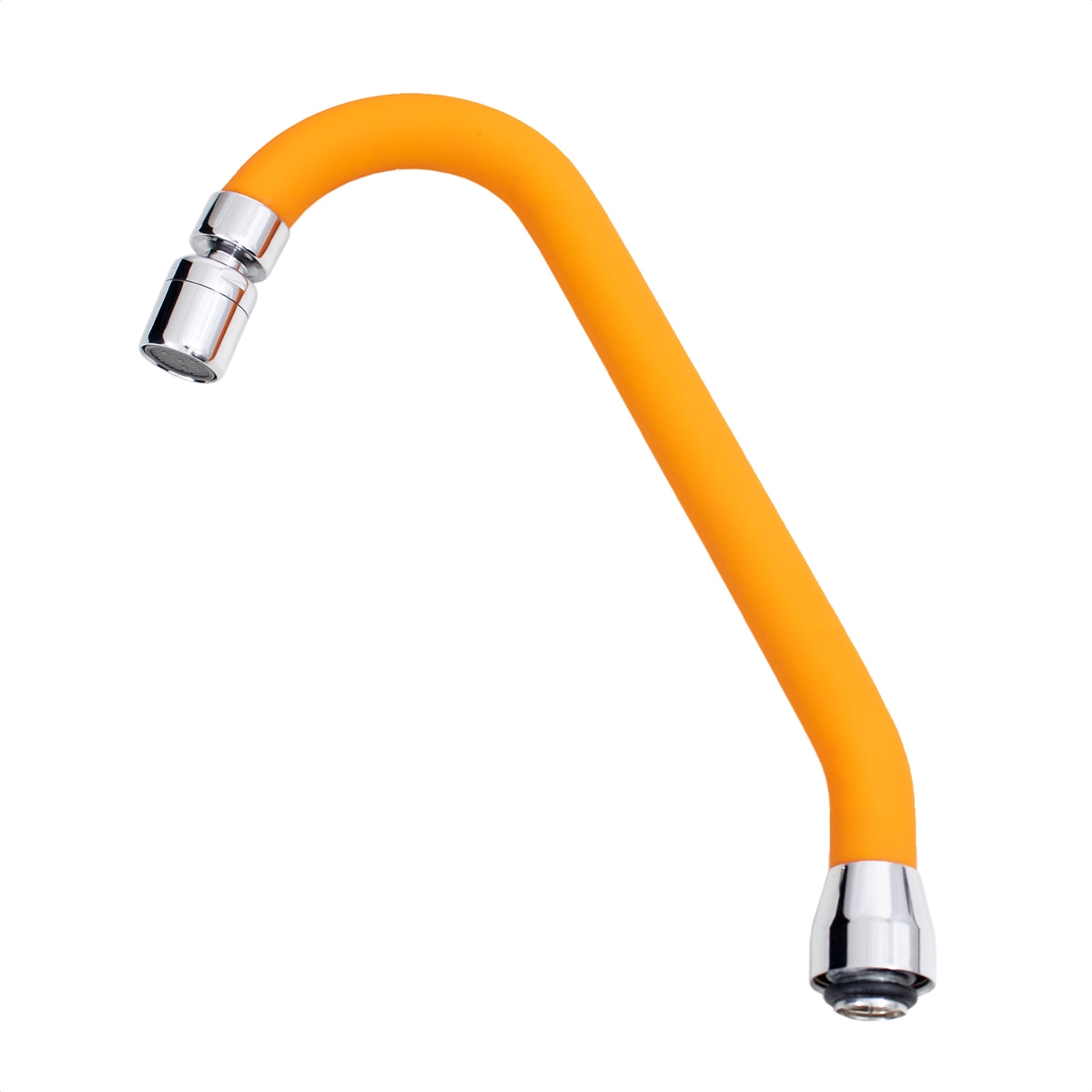 Tubo Bica Para Torneira Cozinha Design J Inox Silicone Laranja Com Arejador Articulável Latão