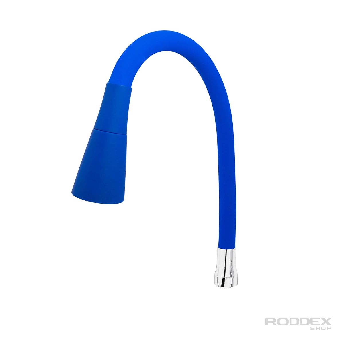 Tubo Flexível Para Torneira Gourmet Inox Revestido Em Silicone Azul Com Arejador Cone Duplo Jato