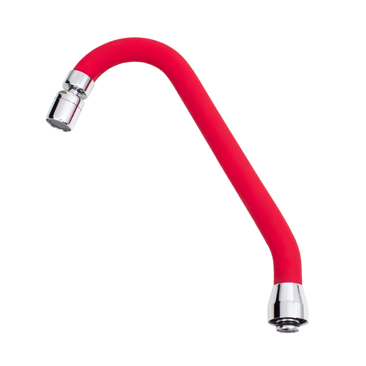 Tubo Bica Para Torneira Cozinha Design J Inox Silicone Vermelho Com Arejador Articulável Latão