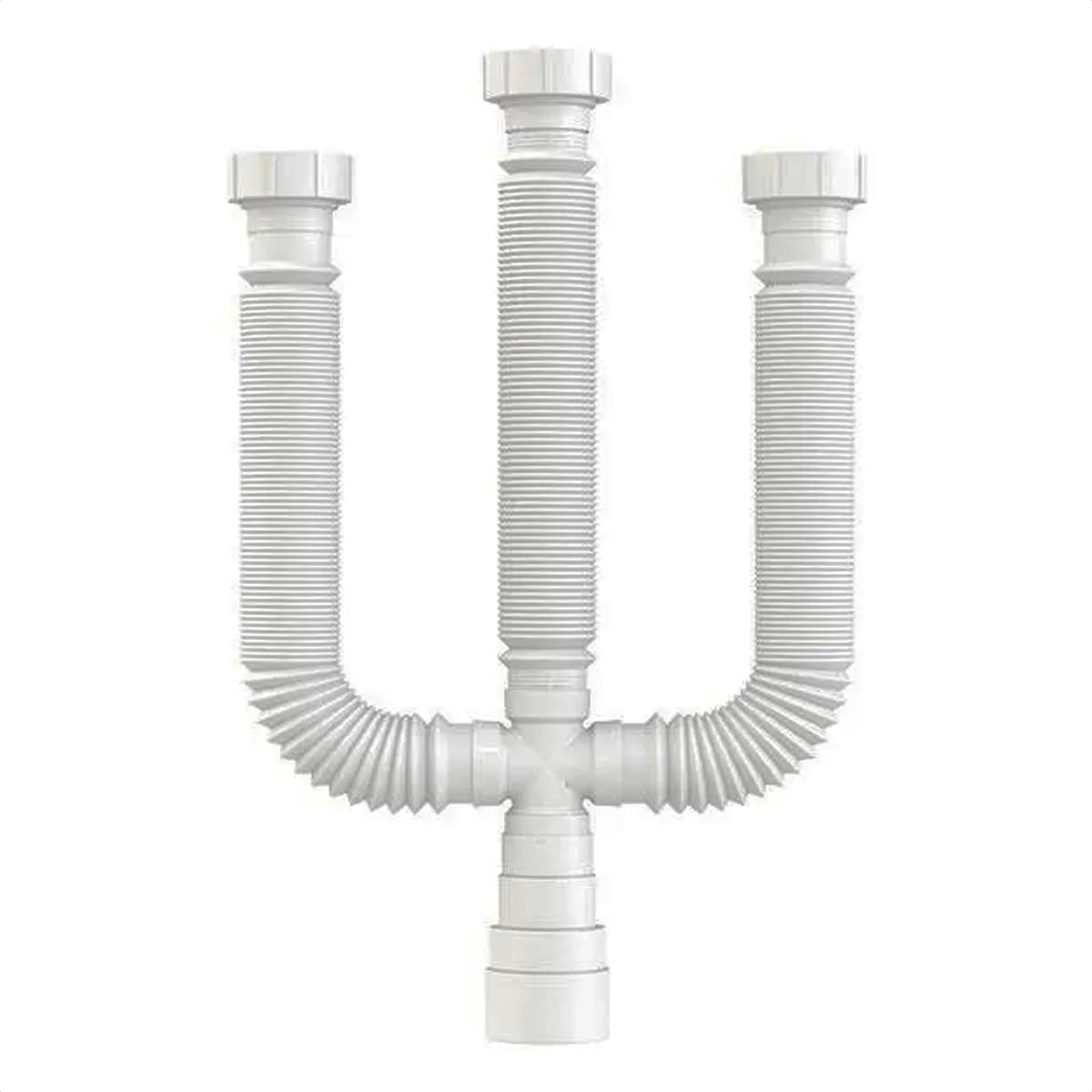 Sifão Tubo Extensível Universal Multiuso Triplo Pvc Branco
