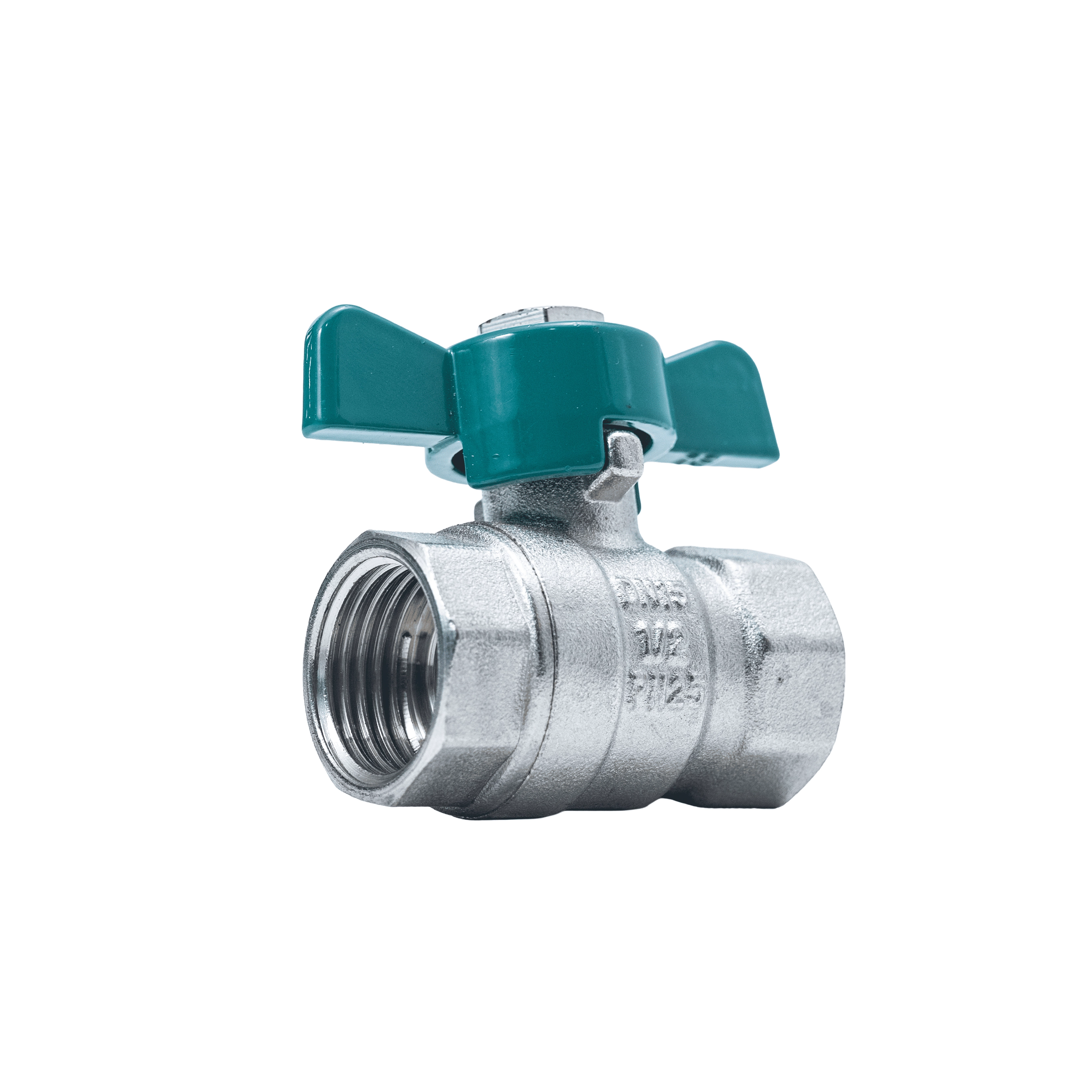 Válvula De Esfera Fêmea X Fêmea 1/2" Borboleta Brv Latão Passagem Standard Pn25