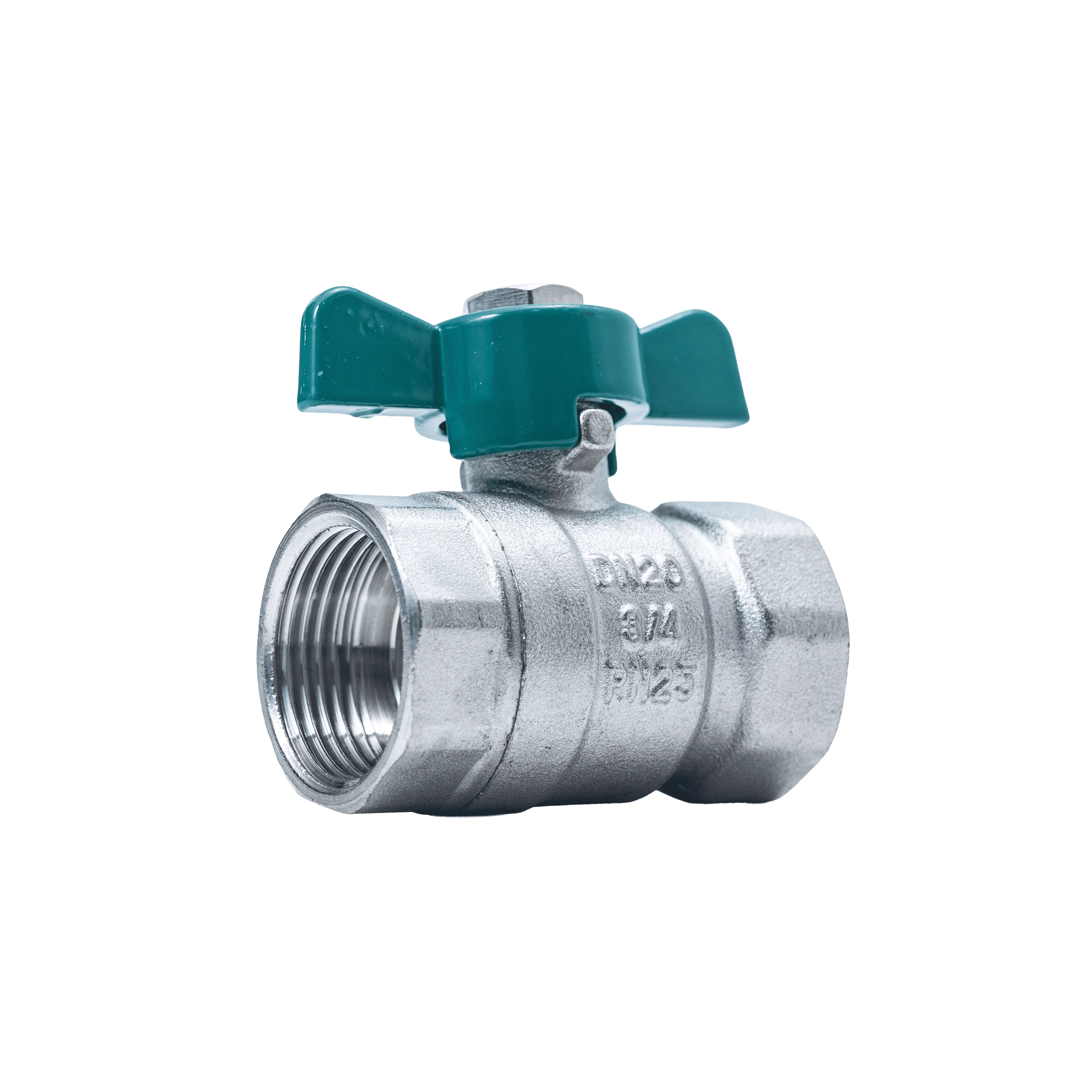 Válvula De Esfera Fêmea X Fêmea 3/4" Borboleta Brv Latão Passagem Standard Pn25