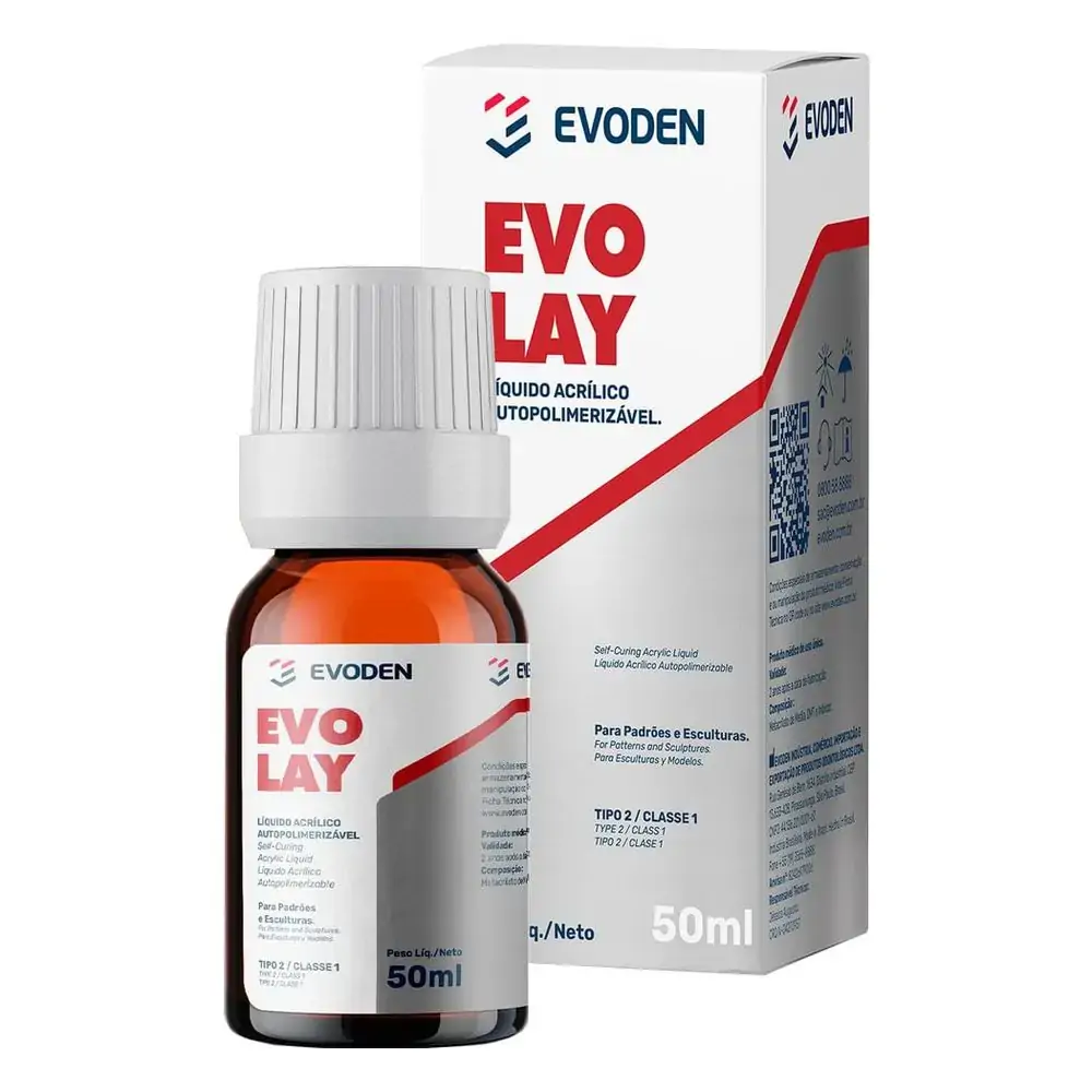 Resina Acrílica Autopolimerizável Evolay 50ml - Evoden - Resina Acrílica Autopolimerizável Evolay 50