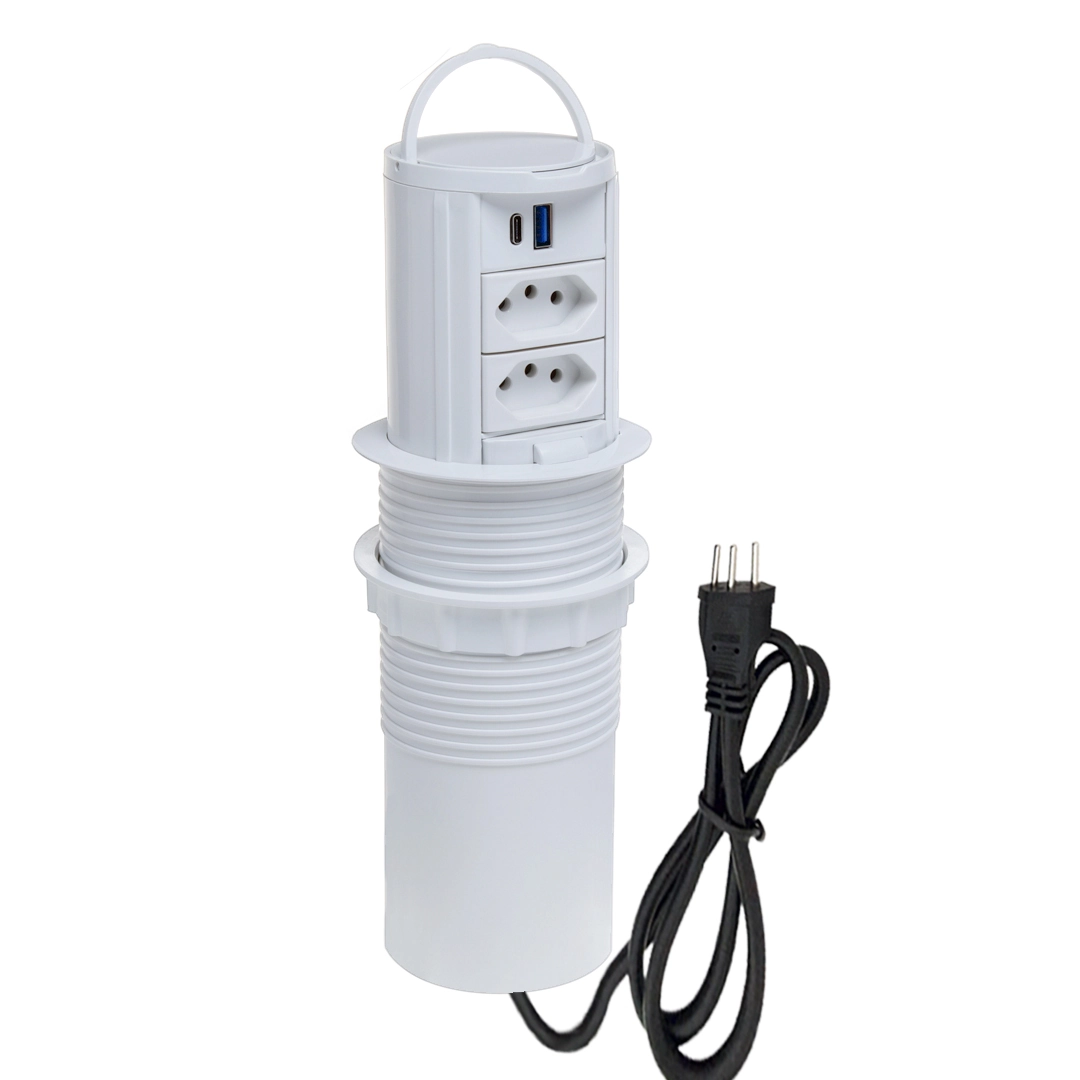 Torre De Tomada Totem Slim Manual Alça 2 Tomada 10a 2usb 9.0 Branco