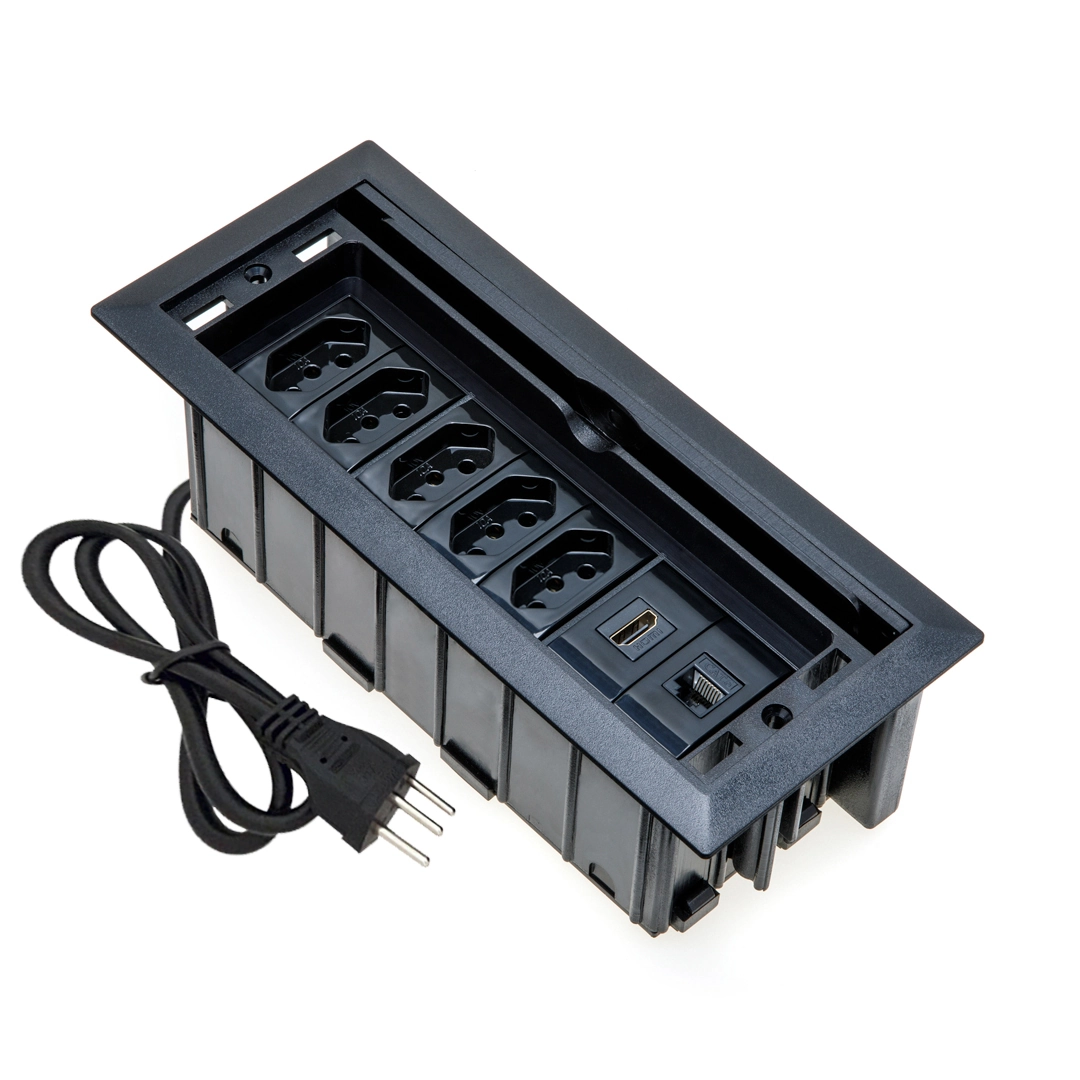 Caixa De Tomada 7 Blocos Embutir 5 Tom 10a 1hdmi 1rj-45 Cat5 Preto