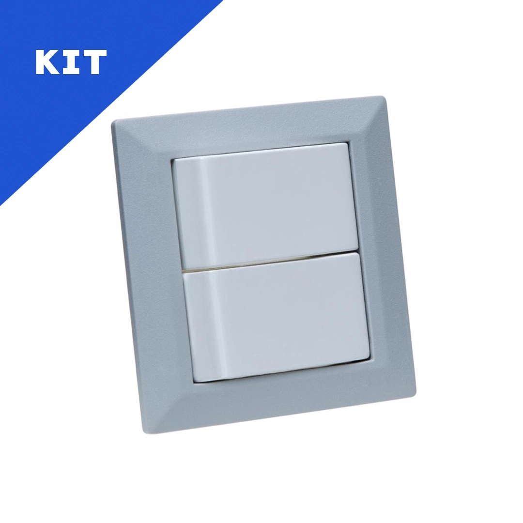 Kit Espelhos De Tomadas Duplo Chanfrado Com 2 Interruptores Cinza