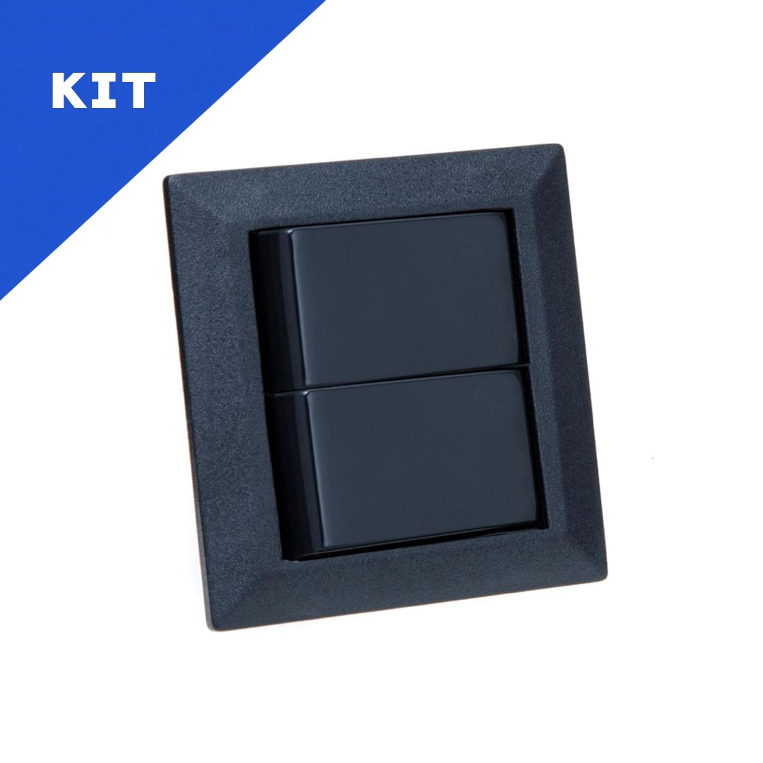 Kit Espelhos De Tomadas Duplo Chanfrado Com 2 Interruptores Preto
