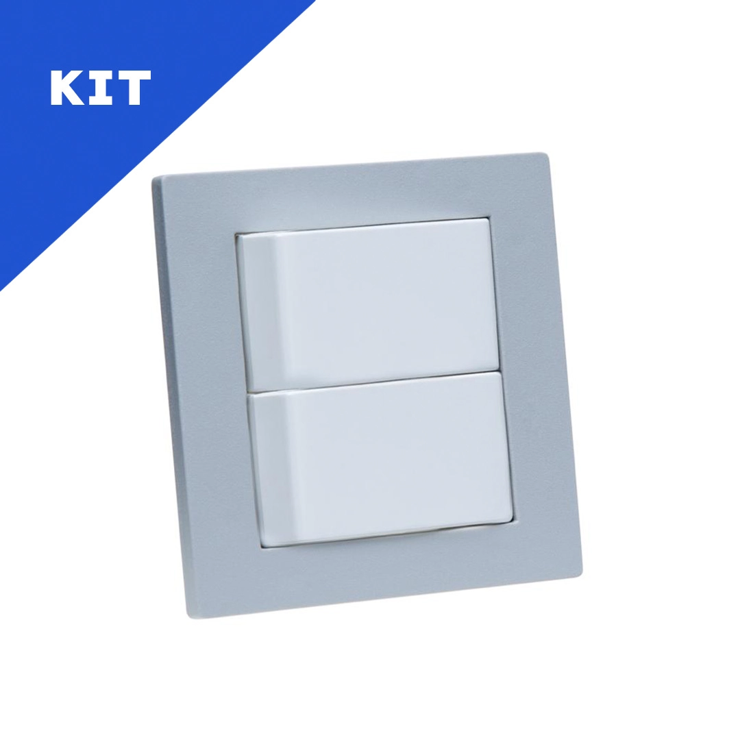 Kit Espelhos De Tomadas Duplo Reto Com 2 Interruptores Cinza