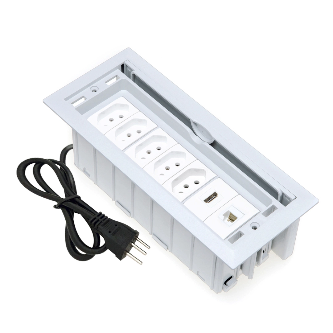 Caixa De Tomada 7 Blocos Embutir 5 Tom 20a 1hdmi 1rj-45 Cat5 Branco