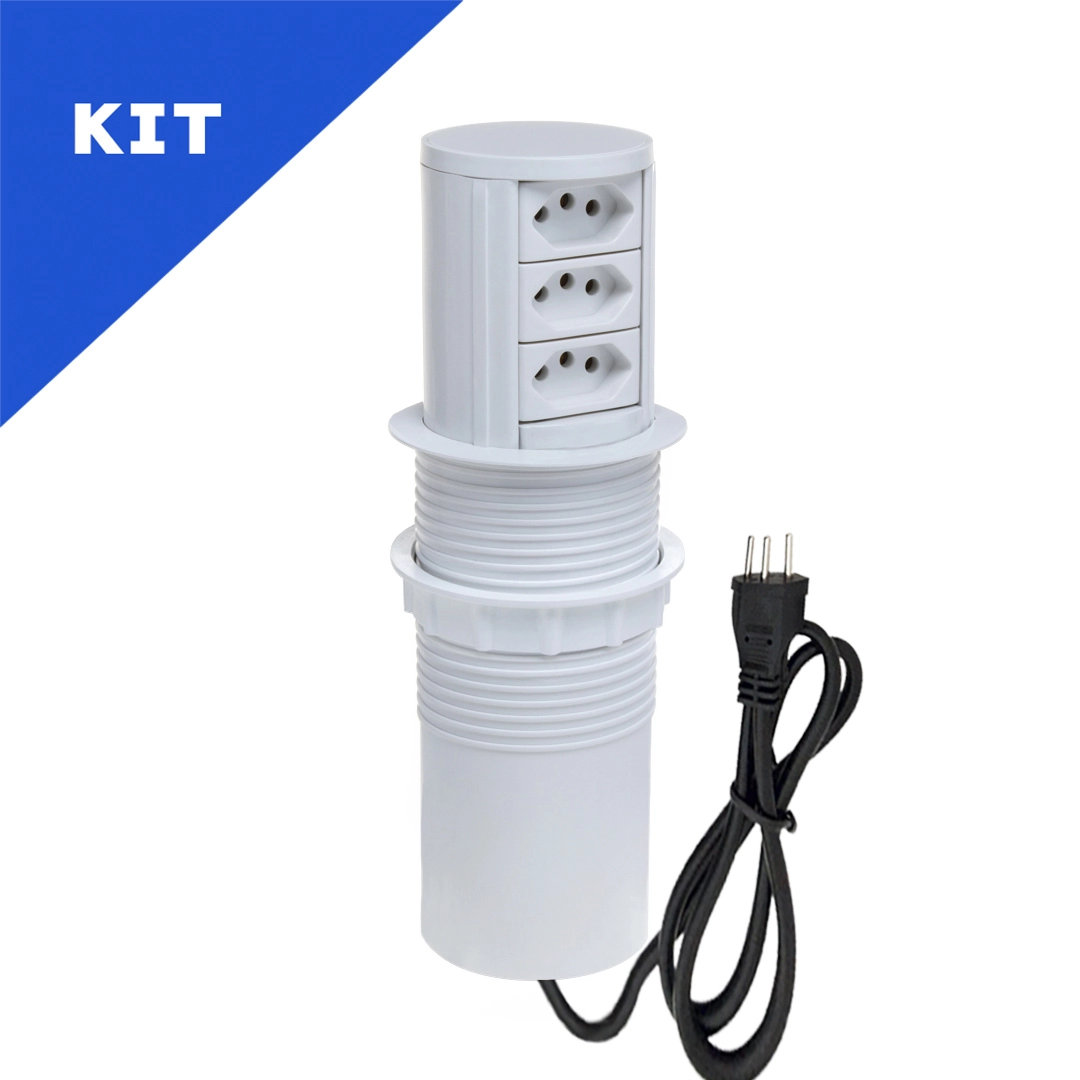 Kit 2 Torres De Tomadas Totem Slim Automático 3 Tomadas 10a Branco