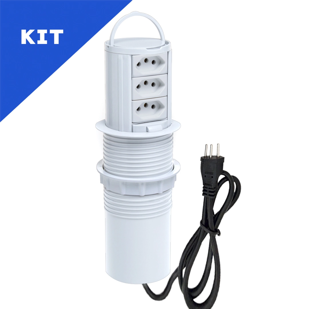 Kit 2 Torres De Tomada Totem Slim Manual Com Alça 3 Tom 20a Branco