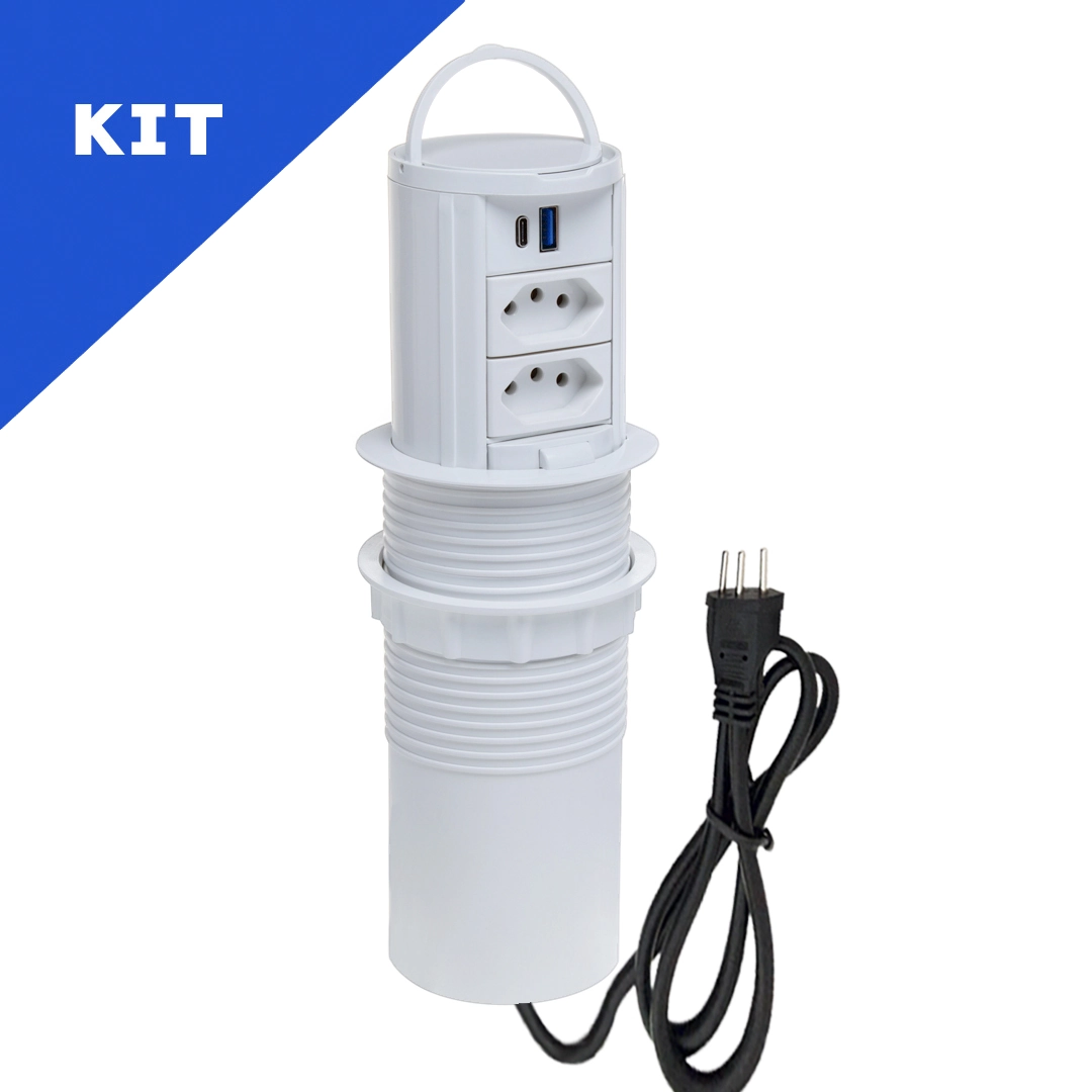Kit 2 Torres De Tomada Manual Alça 2tom 20a 2usb 9.0a Tipoc Branco