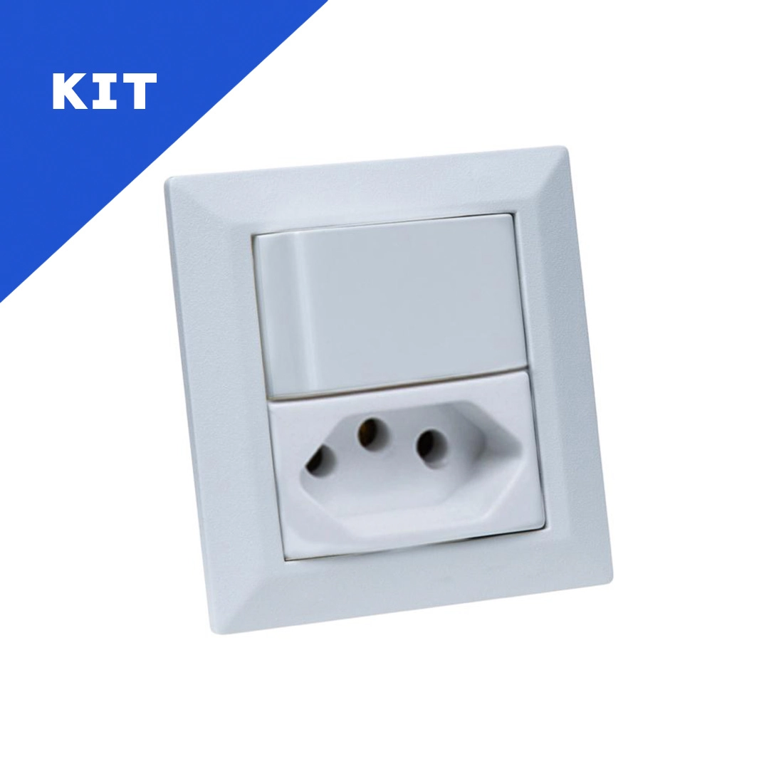 Kit Espelhos De Tomadas Duplo Chanf 2tom 10a 2 Interruptor Branco