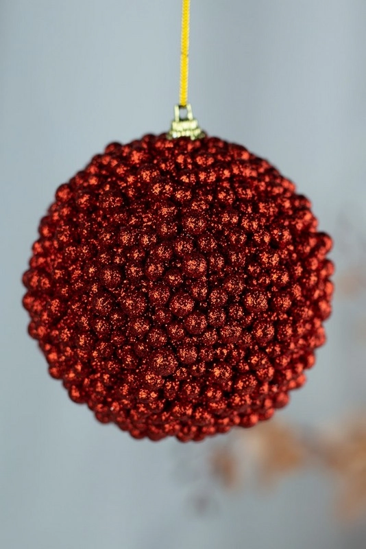 Bola Natal Loppy Vermelha 8cm 3un Bd349 08 Tok Da Casa