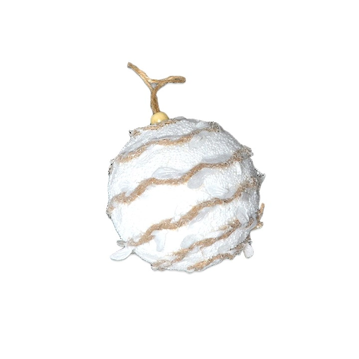 Bola Natal Branco Natural 10cm Bd2910 Tok Da Casa