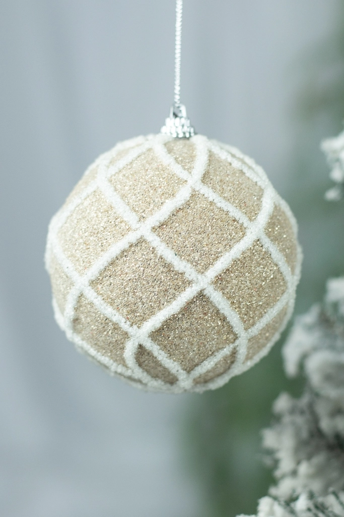 Bola Natal Disk Champanhe 10cm 3un Bd404 10 Tok Da Casa