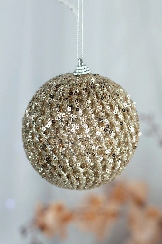 Bola Natal Champanhe 10cm 3un Bd407 10 Tok Da Casa