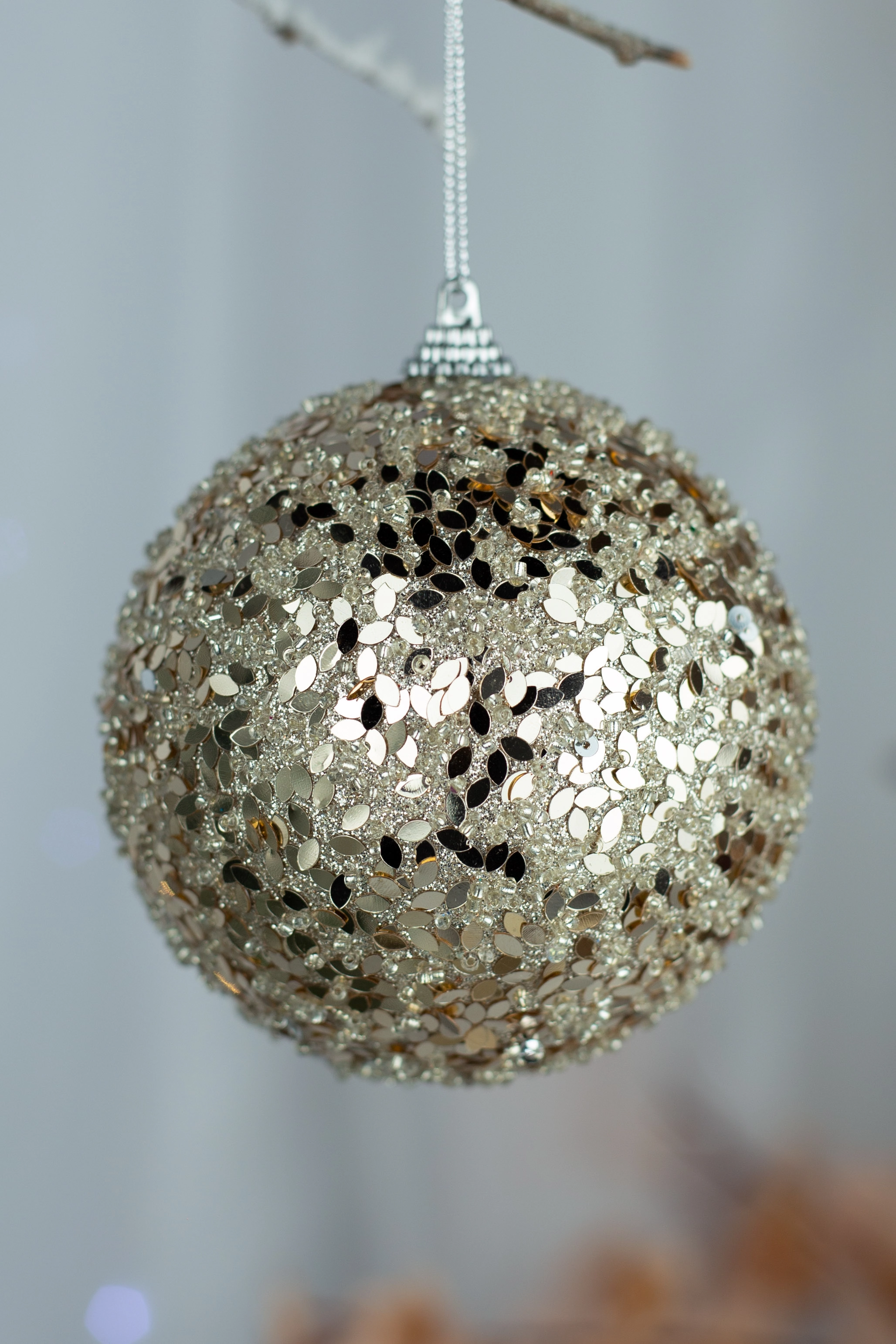 Bola Decorada Champanhe 8cm 3un Bd1180 Tok Da Casa