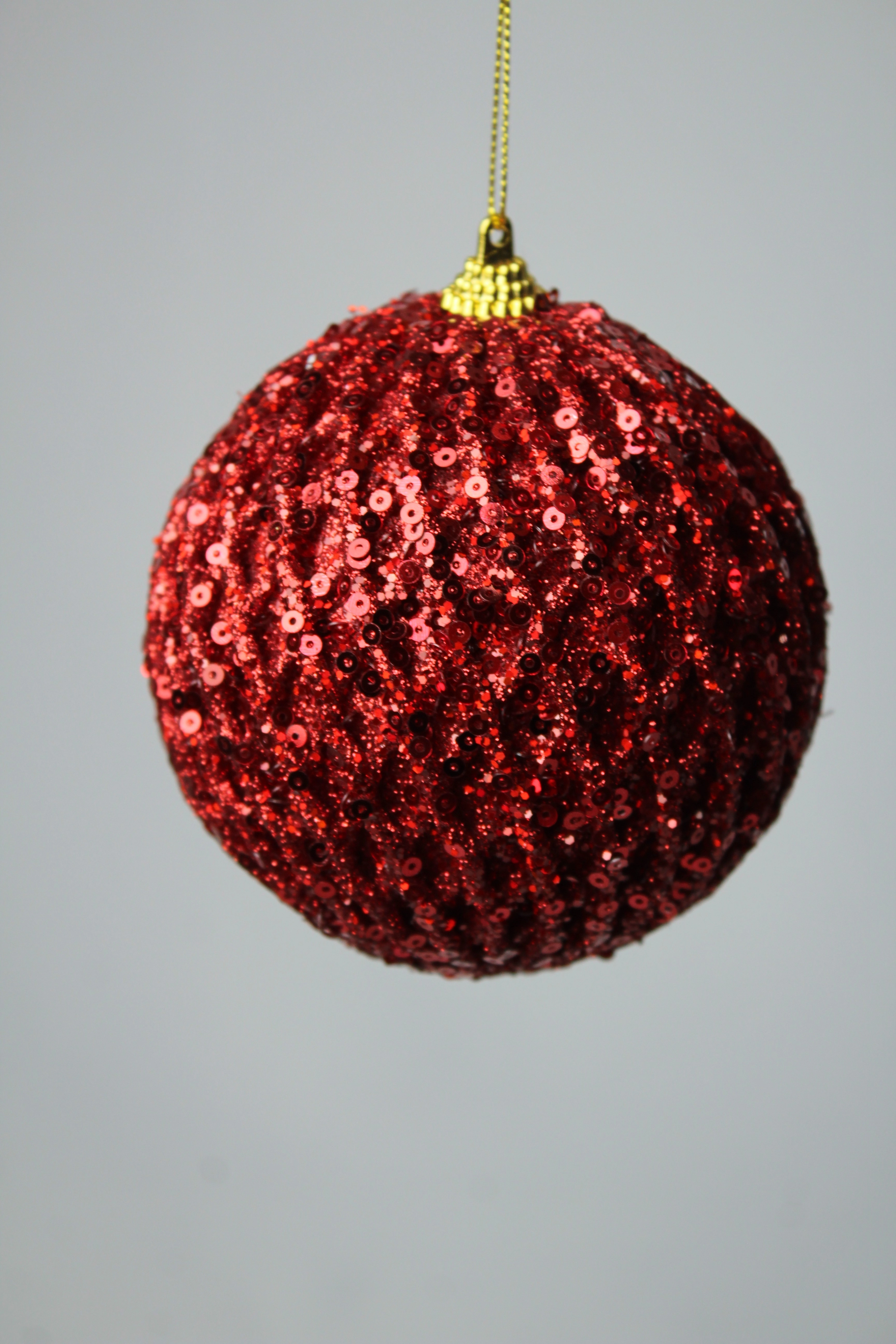 Bola Decorada Vermelha 10cm 3un Bd1128 Tok Da Casa