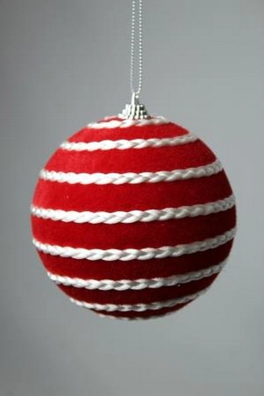Bola Natal Vermelha Branca 10cm 3un Bd1671 Tok Da Casa