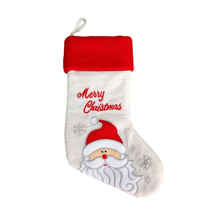 Meia Papai Noel Decor Vm Br 20x45cm Bt2090 Tok Da Casa