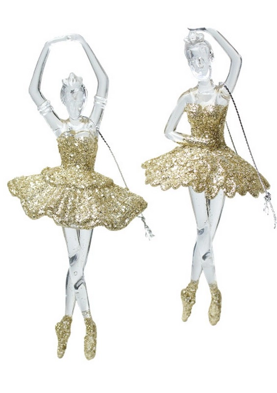 Pendente Bailarinas Dourada 7x5x17cm 2un Ac097 Tok Da Casa