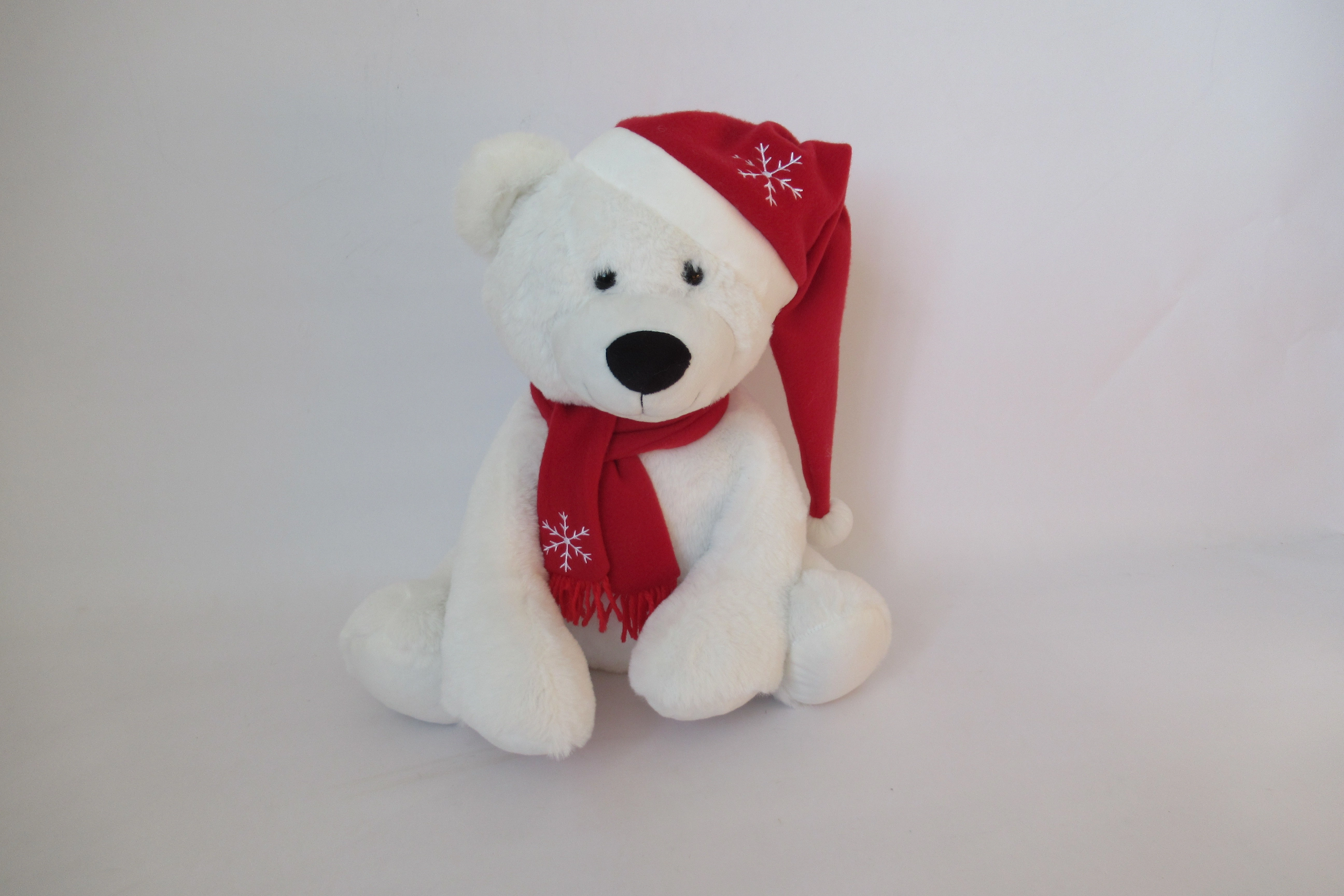 Urso Sentado Branco 34cm Bt1638 Tok Da Casa
