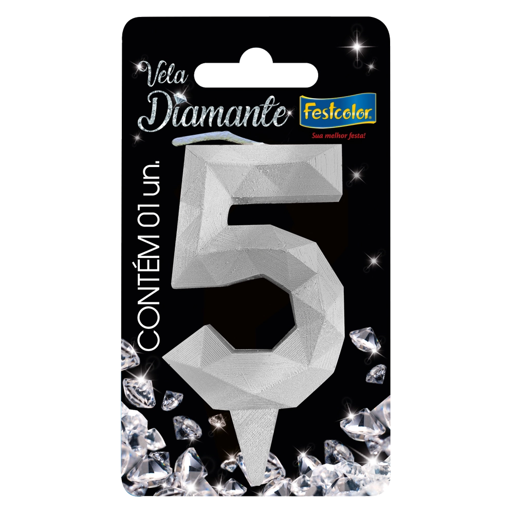 Vela Diamante Festcolor Prata 5
