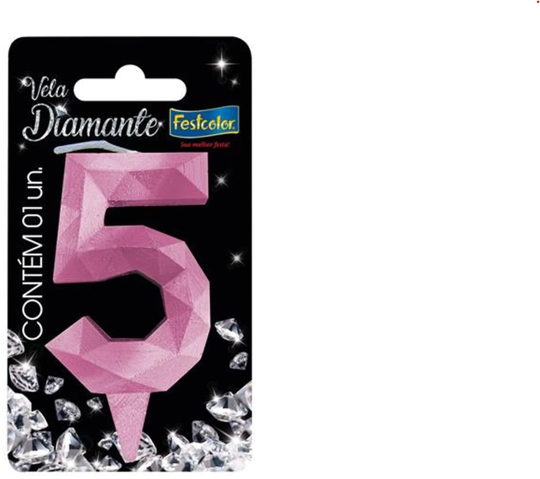 Festcolor Vela Diamante Rosa N/5