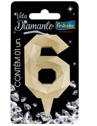 Vela Diamante Ouro N 6 Fes
