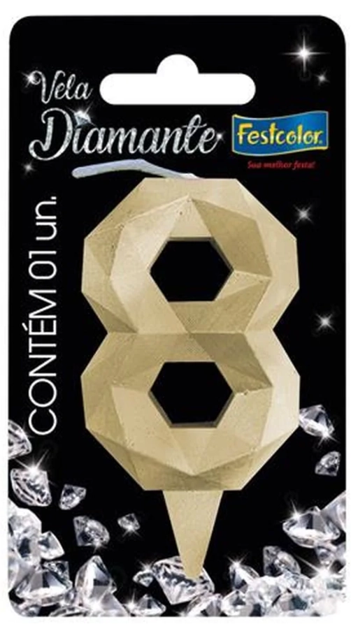 Vela Diamante Ouro N 8 Fes