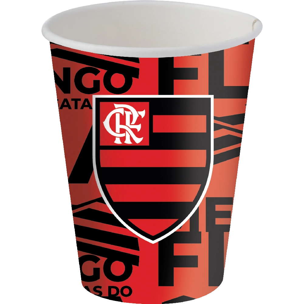 Copo Papel Flamengo Rubro Negro 200ml C/08 Festcol
