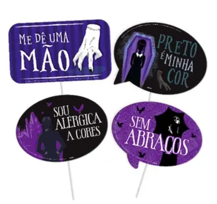 Placas Divertidas Wandinha 4un 111128 Festcolor