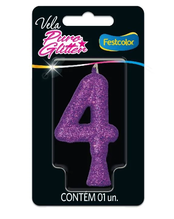 Vela Puro Glitter N 4 Cores Festcolor