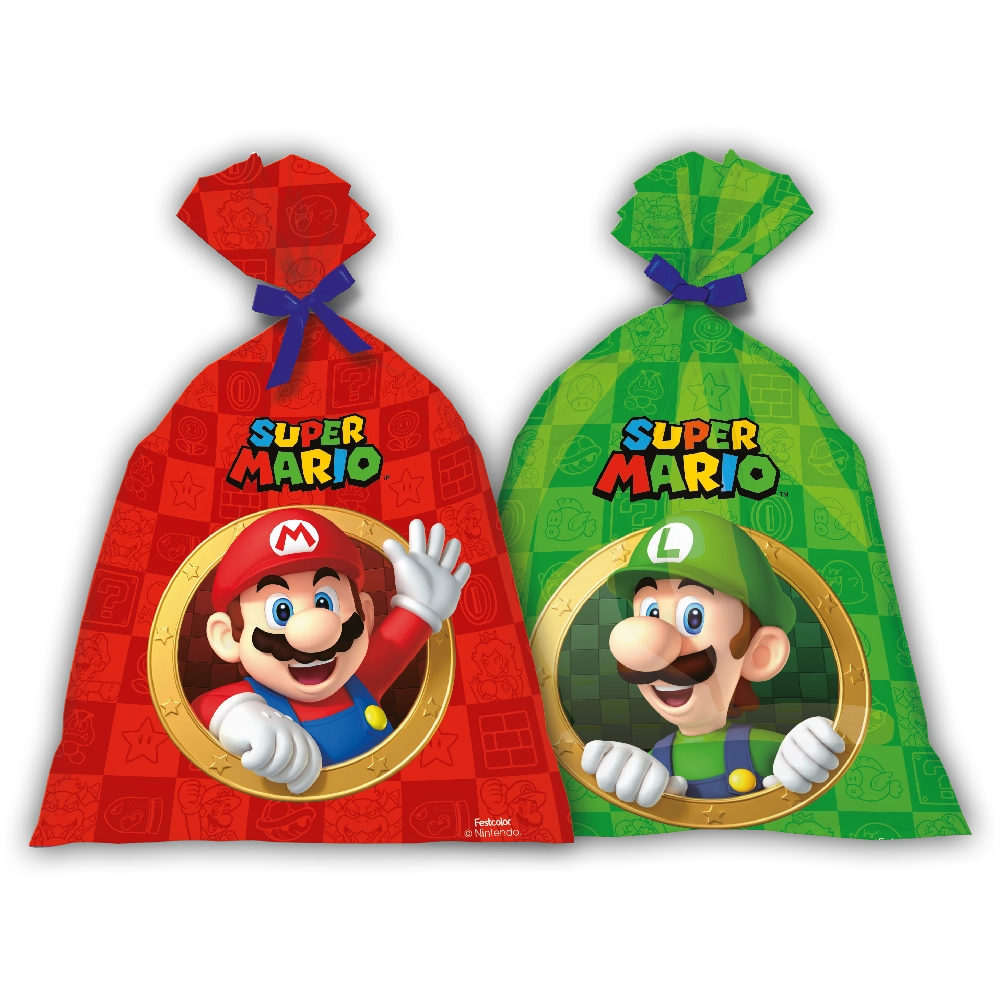 Sacola Plastica Super Mario 8un 112434 Festcolor