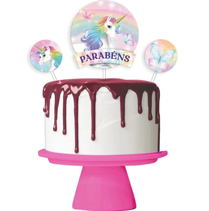Topper Bolo Unicornio C/03un Festcolor