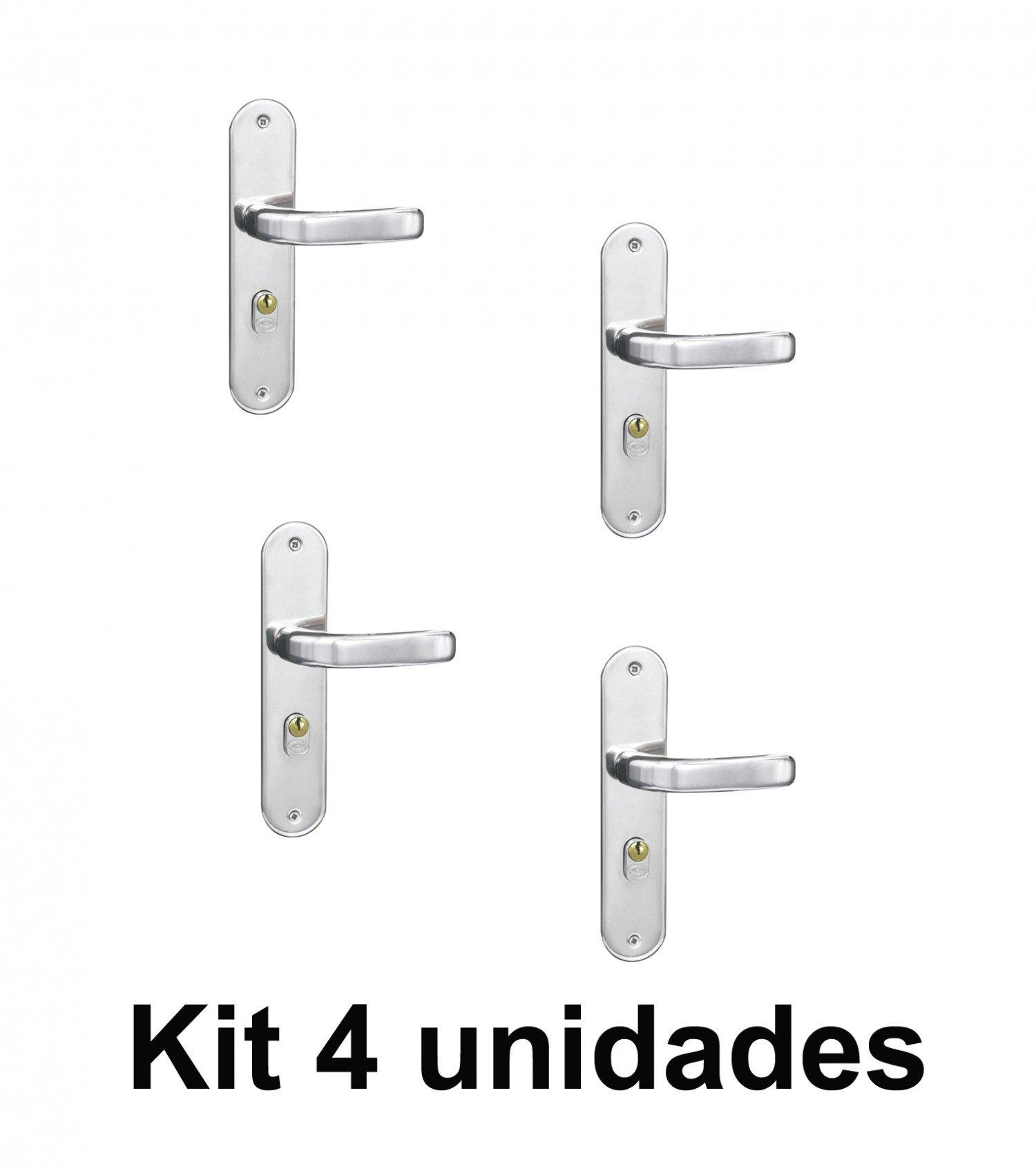 Kit 4 Fechadura Cromada Modelo Stilo Porta Externa - Mgm