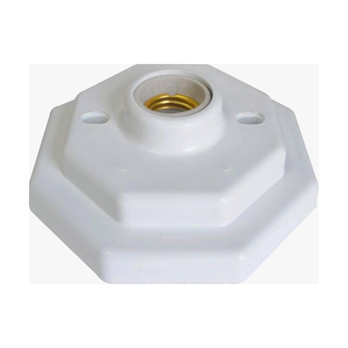 Kit 5 Plafon Octogonal Bocal Porcelana E-27 Branco - Opl