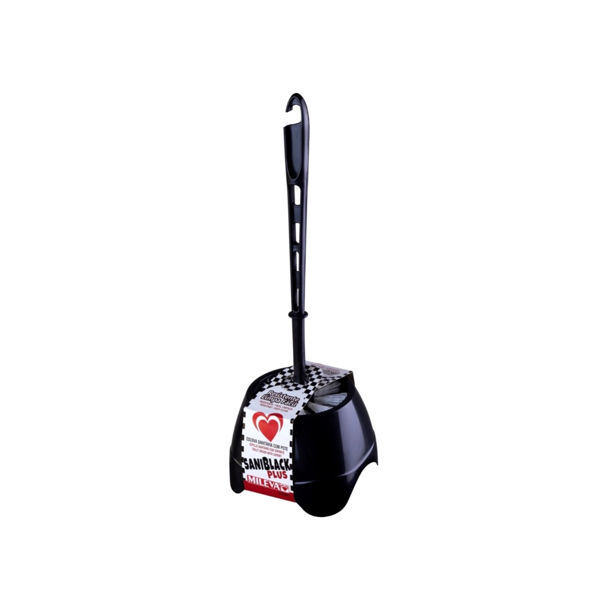 Kit 2 Escova Sanitária C/ Pote Preta Saniblack Plus - Mileva