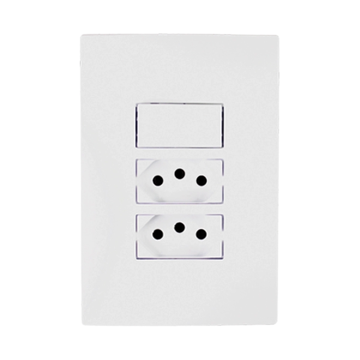 Kit 10 Interruptor 1 Tecla Simples E 2 Tomadas Bco. 10a - I9