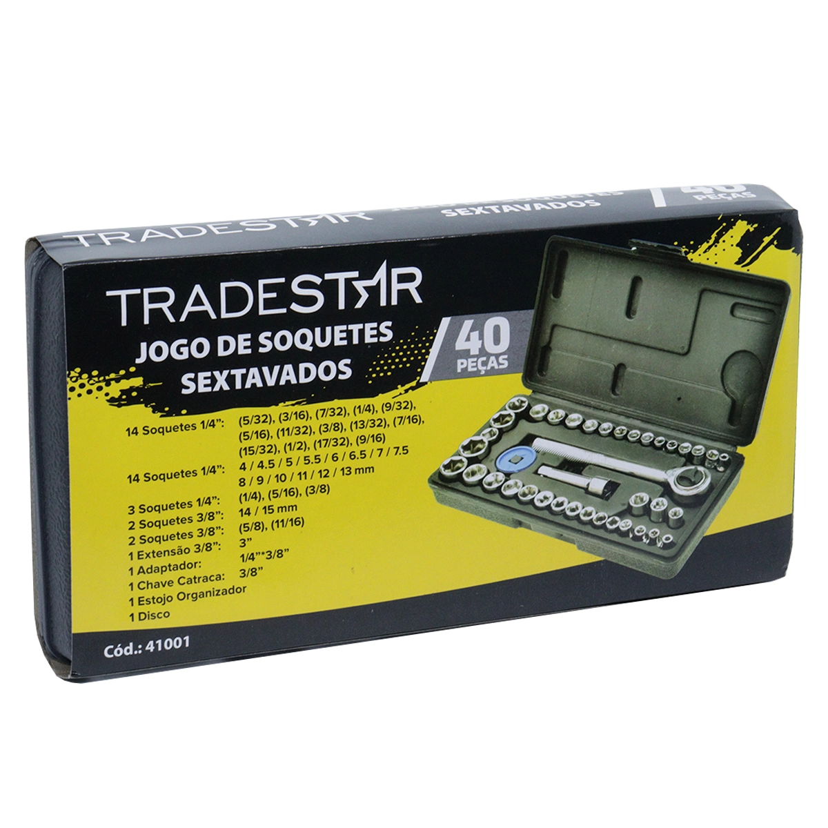 Jogo Soquete Sextavados 1/4 - 3/8   Tradestar