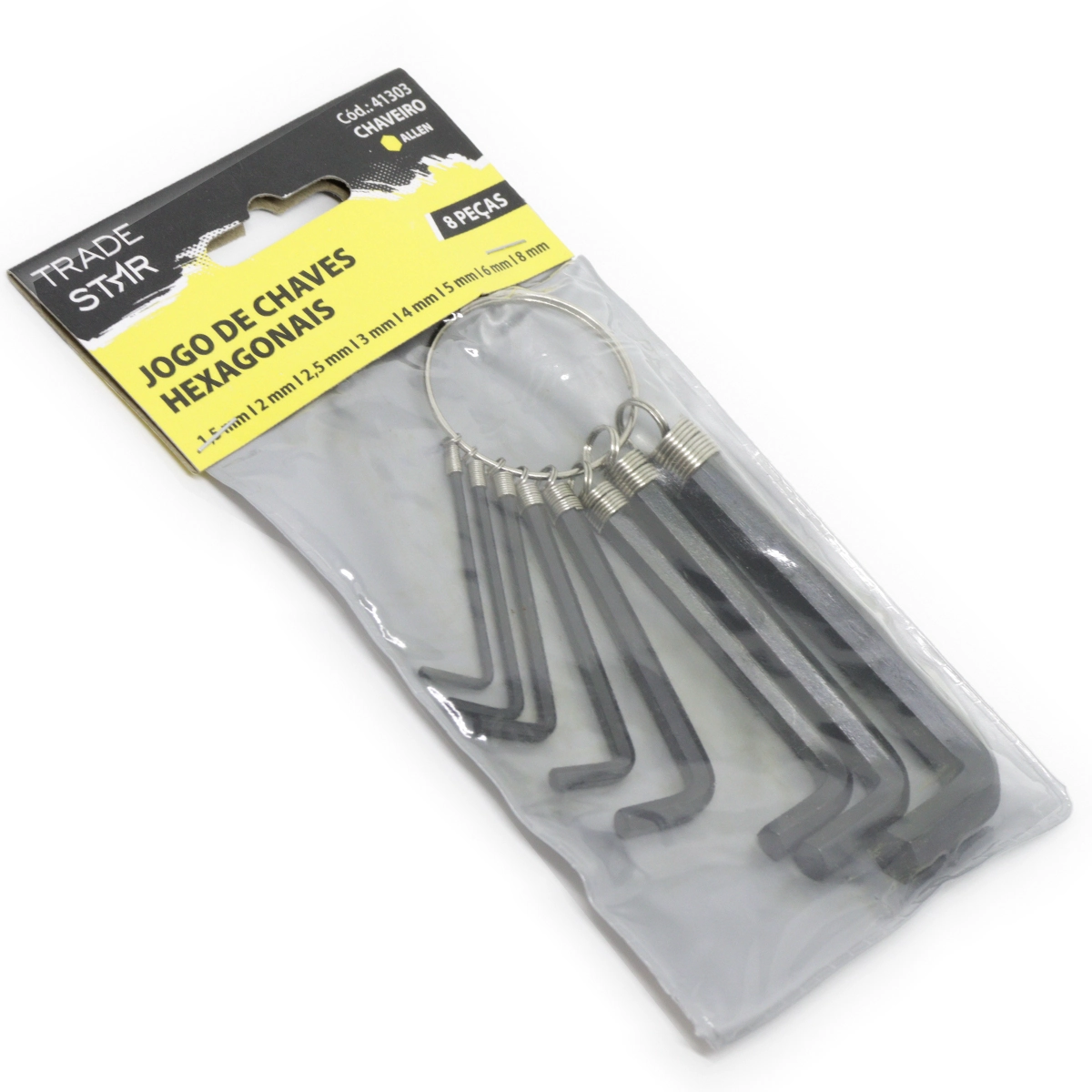 Jogo Chave Allen 1,5 Mm - 8,0 Mm Chaveiro 8 Peças Tradestar