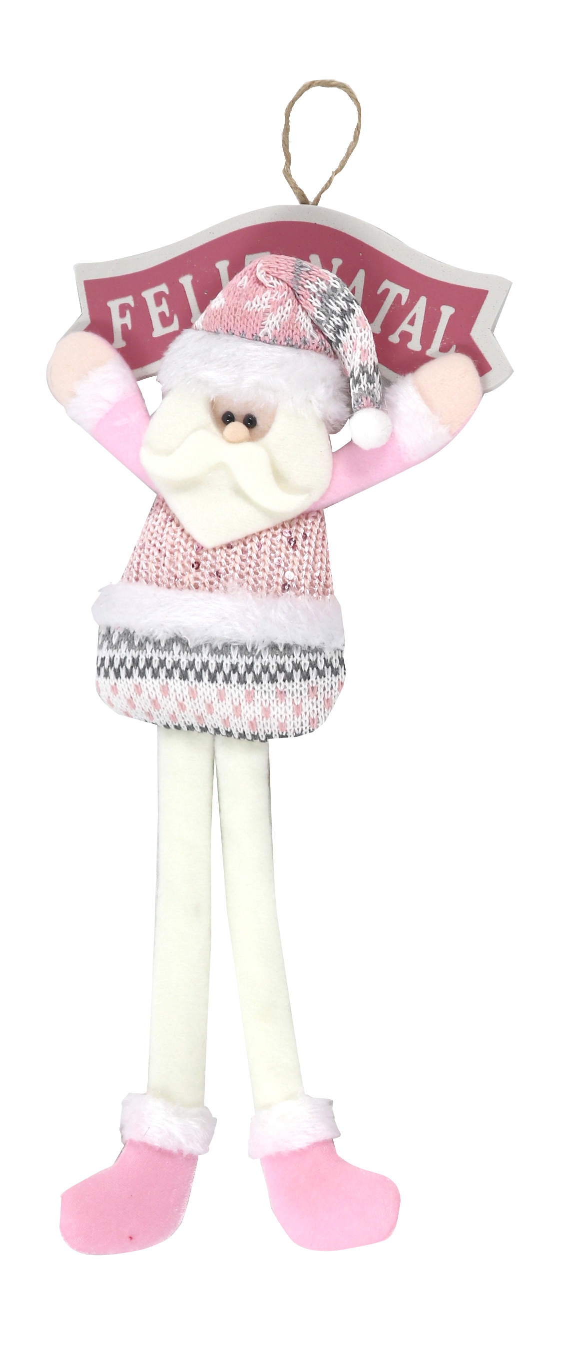 Guirlanda Boneco Trico Perna Longa Rosa 19x38cm Wfh1470 Rio Master