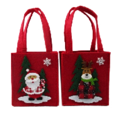 Sacola Feltro Papai Noel Rena Neve Vm 15cmx9cmx33cm Xy1295 Rio Master